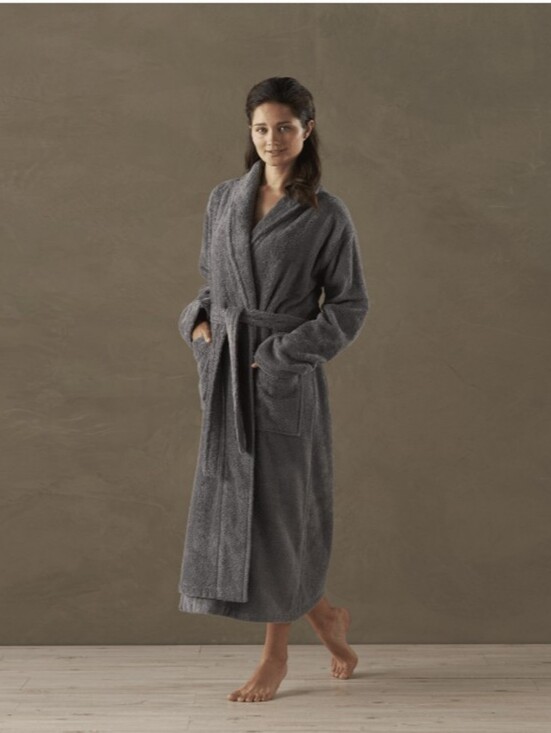 Coyuchi Other - Coyuchi Cloud Loom Organic Cotton Robe Terry Cloth Gray Aerospin